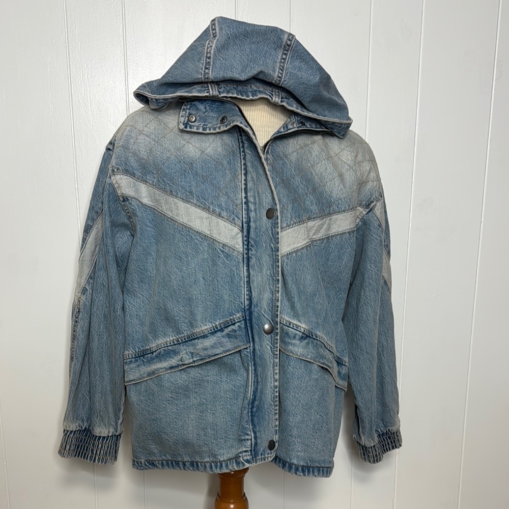 American Eagle men’s denim jacket coat with hood size M